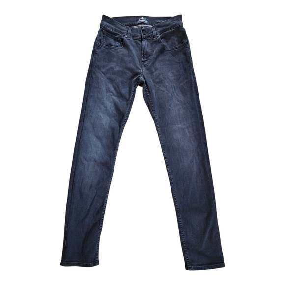 7 For All Mankind Slimmy Tapered Luxe Performance Plus black wash jeans 28 NEW - Picture 1 of 8